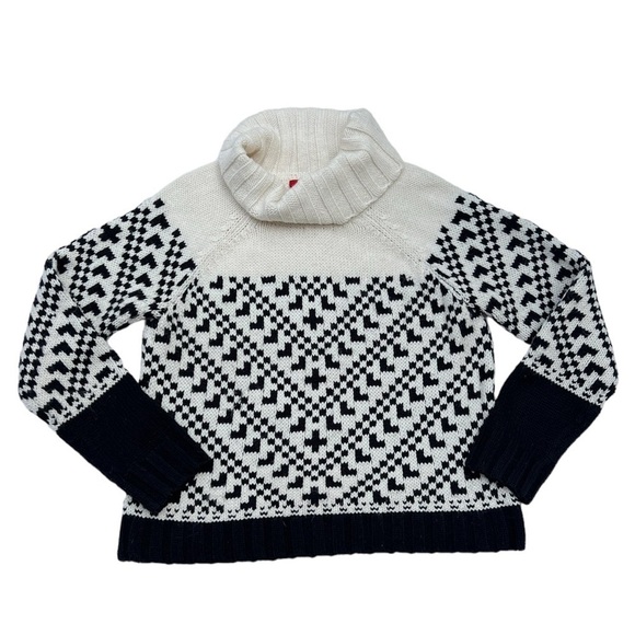 Narcisco Rodriguez black and white pattern turtleneck acrylic sweater medium - Picture 1 of 7